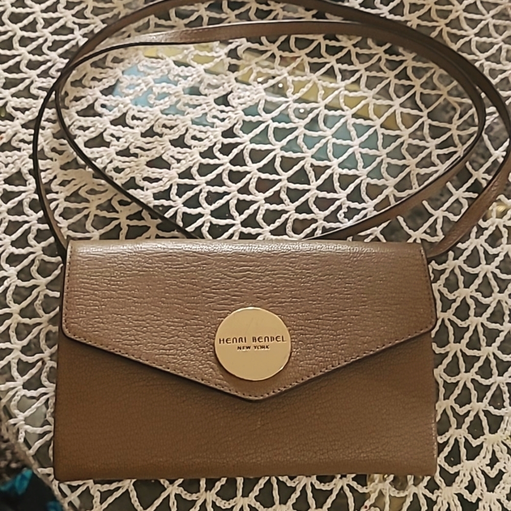 Henri Bendel Brown Taupe  Crossbody & Clutch Purse Envelope Handbag Sling